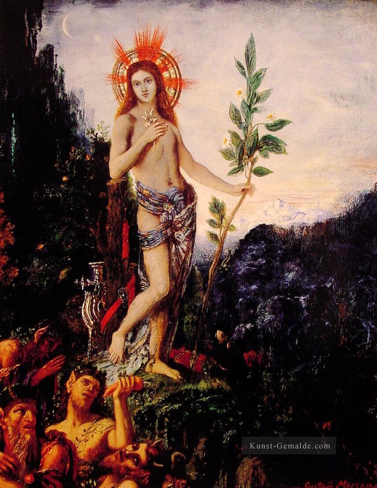 apollo und die Satyrn Symbolismus biblischen mythologischen Gustave Moreau Ölgemälde
